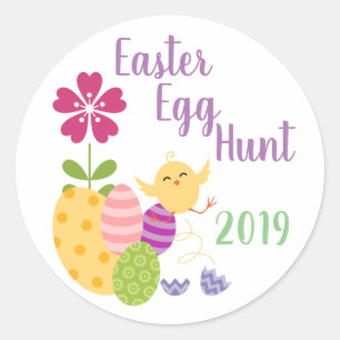 Purple and Green Easter Egg Hunt Classic Round Sticker