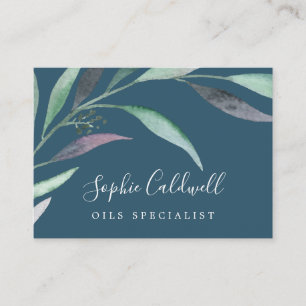 Purple and Green Eucalyptus   Blue Business Card