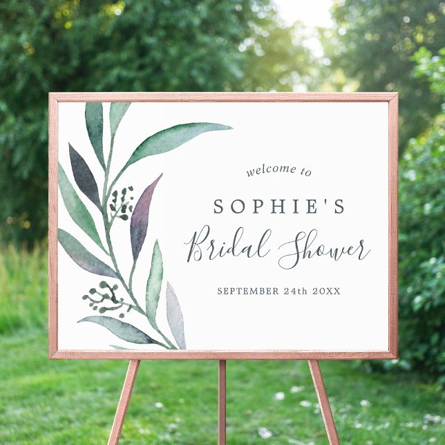 Purple and Green Eucalyptus Bridal Shower Welcome Poster (Creator Uploaded)