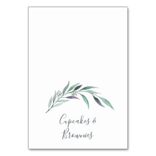 Purple and Green Eucalyptus Buffet Food Labels Table Number