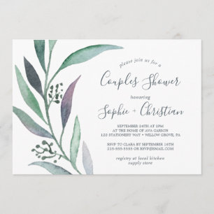 Purple and Green Eucalyptus Couples Shower Invitation