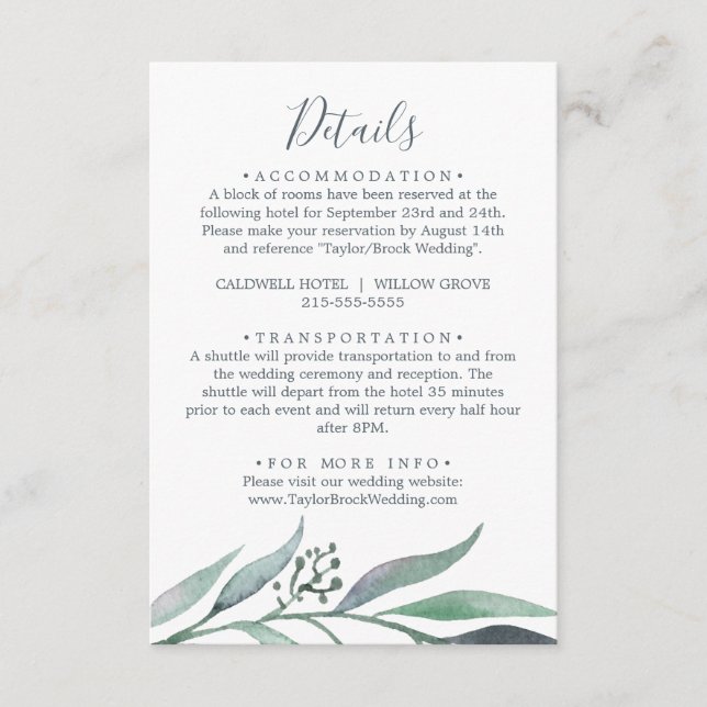 Purple and Green Eucalyptus Details Enclosure Card (Front)