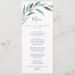 Purple and Green Eucalyptus Wedding Dinner Menu