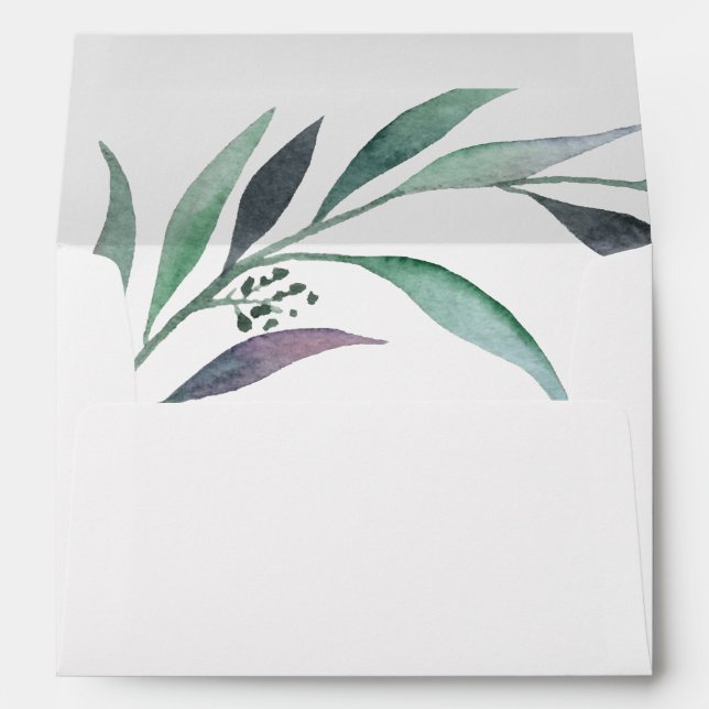 Purple and Green Eucalyptus Wedding Invitation Envelope (Back (Bottom))