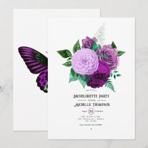 Purple and Green Floral Bachelorette Party Invitation