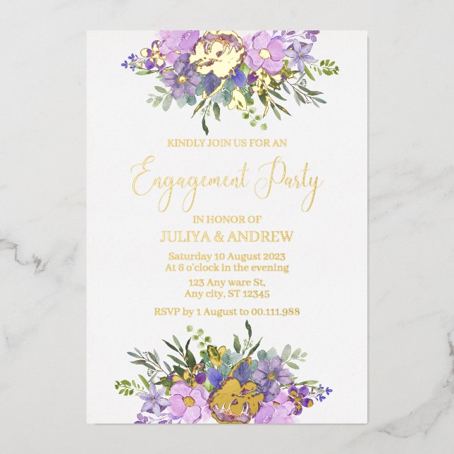 Purple and green Floral  Engagement Party  (Front)