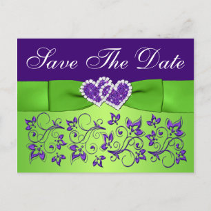 Purple and Green Floral Save the Date Postcard