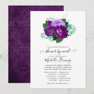 Purple and Green Floral Shower by Mail Invitation