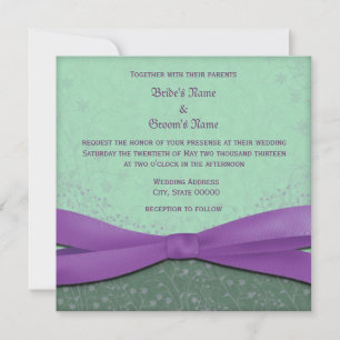 Purple and Green Floral Wedding Invitations