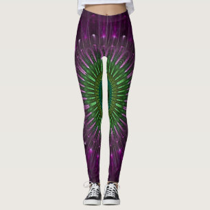 Purple and Green Fractal Illusion Leggings