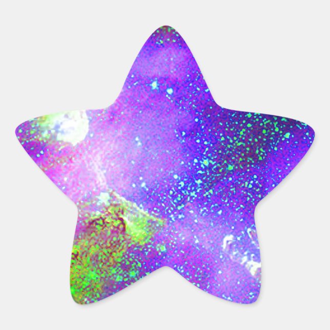 purple and green Galaxy Nebula space image. Star Sticker (Front)