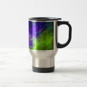 purple and green Galaxy Nebula space image. Travel Mug