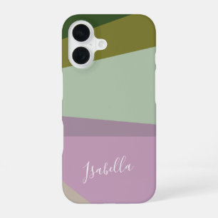 Purple and Green Geometric Art Personalised iPhone 16 Case