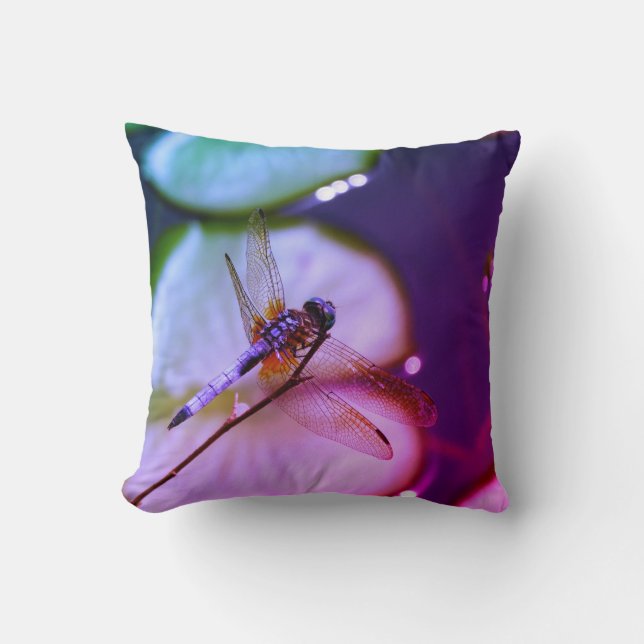 purple and green green  dragonfly, purple pillow (Front)