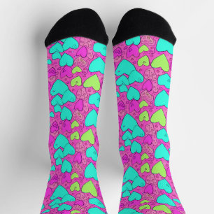 Purple and Green Heart Socks