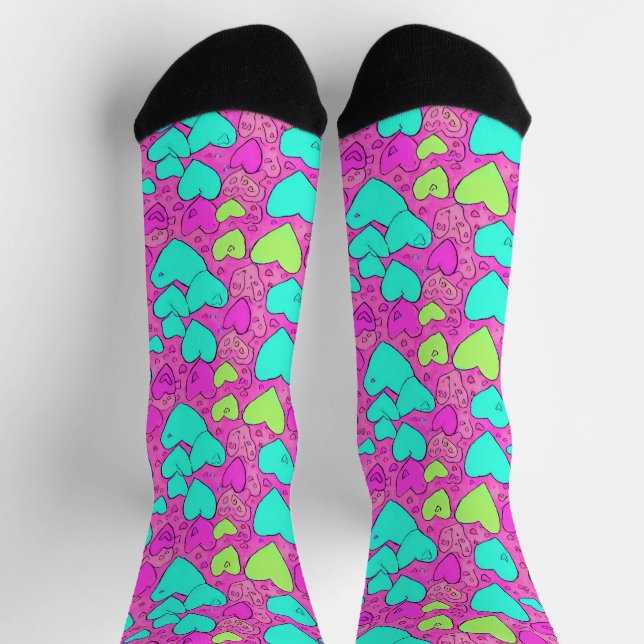 Purple and Green Heart Socks (Top)