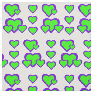 Purple and Green Hearts Fabric