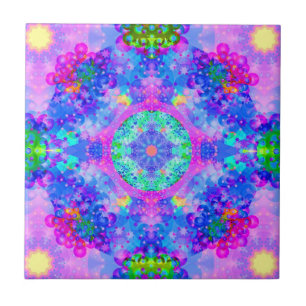 Purple and Green Kaleidoscope Fractal Tile