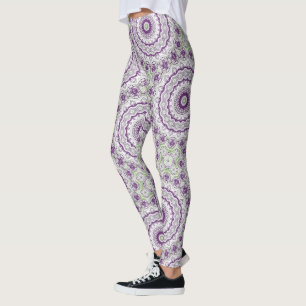 Purple and Green Mandala Pattern Design Leggings
