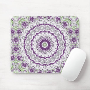 Purple and Green Mandala Pattern Design Mouse Mat
