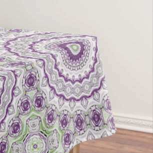 Purple and Green Mandala Pattern Design Tablecloth