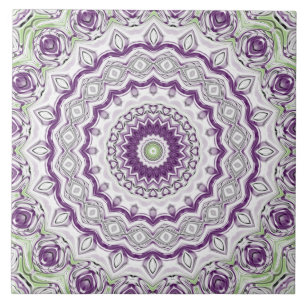 Purple and Green Mandala Pattern Design Tile