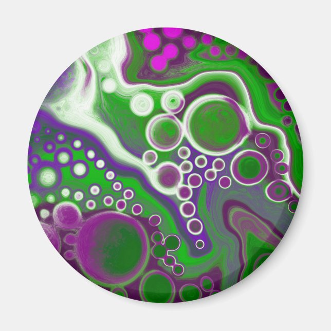 Purple and Green Marble Fluid Art  Magnet (Front)