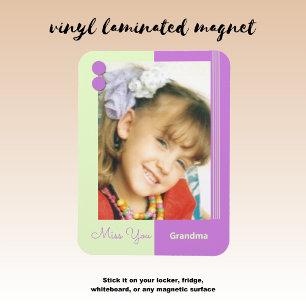 Purple and green miss you grandma photo magnet