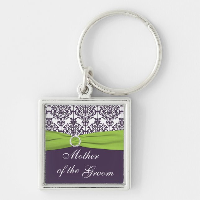 Purple and Green Mother of the Groom Keychain (Front)