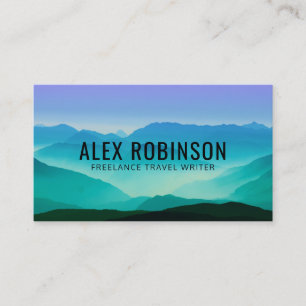Purple and green mountains business card