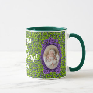 Purple and Green Mummy's 1st Mother's Day Photo Mug