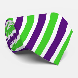 [Purple and Green] Narrow Stripes Tie
