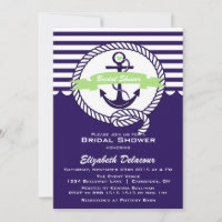Purple and Green Nautical Bridal Shower Invitation