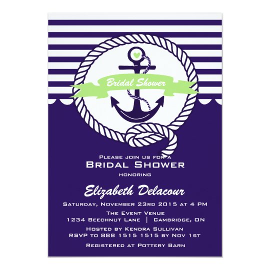 Purple and Green Nautical Bridal Shower Invitation