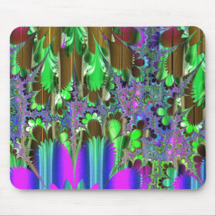 Purple and Green Organic Fractal Mouse Pad