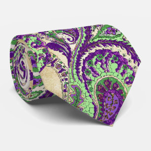 Purple and Green Paisley Wedding Tie