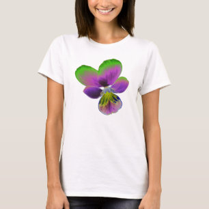 Purple and Green Pansy Ladies T Shirt