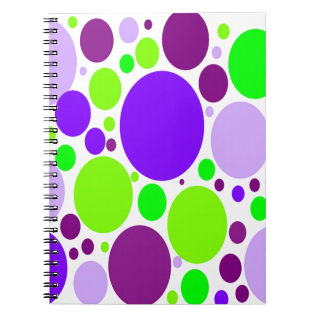 Purple And Green Polka Dots Notebook (Front)