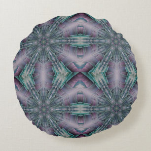 purple and green scifi modern  Round Pillow