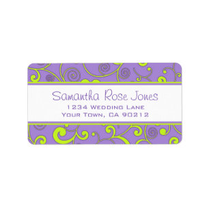 Purple and Green Scroll Custom Address Label