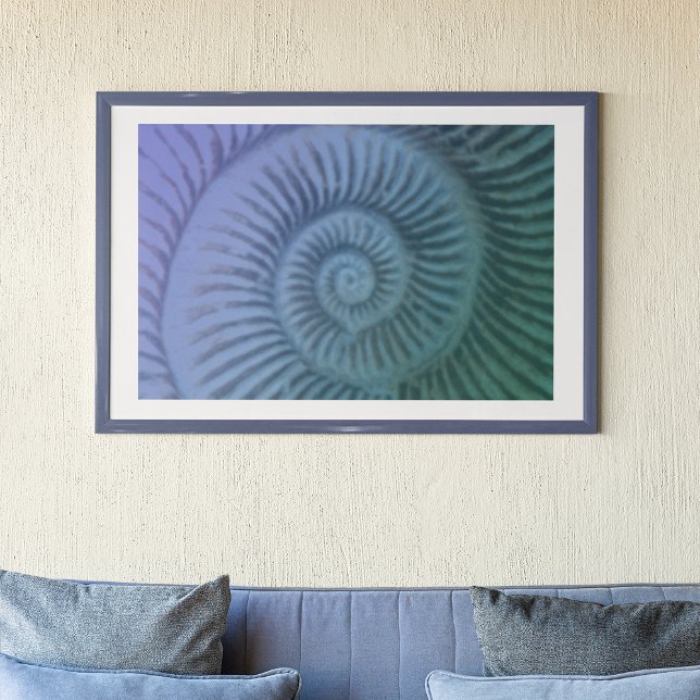 Purple and Green Spiral Ammonite Fossil Art Print (Creator Uploaded)