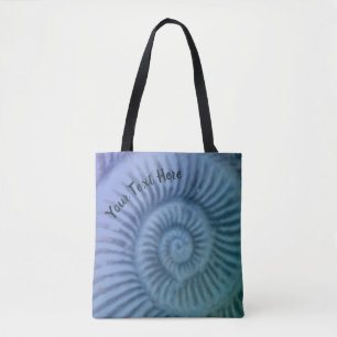 Purple and Green Spiral Ammonite Fossil Art Tote Bag