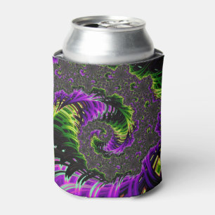 Purple and Green Spiral Can Cooler