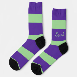 Purple and Green Stripe Name Socks