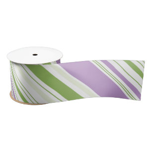 Purple and Green Striped  Satin Ribbon