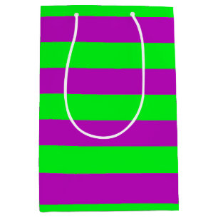 Purple and Green Stripes Design Medium Gift Bag