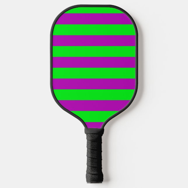 Purple and Green Stripes Design Pickleball Paddle (Front)