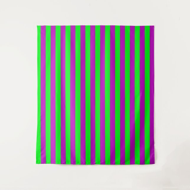 Purple and Green Stripes Design Tapestry (Front)