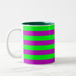 Purple and Green Stripes Design Two-Tone Coffee Mug
