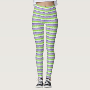 Purple and Green Stripes Leggings
